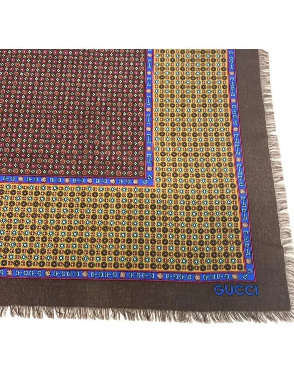 Gucci Shawl Vintage Dark Brown Wool Scarf